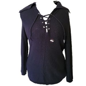 Lane Bryant Lace Up Sailor Collar Navy Sweater